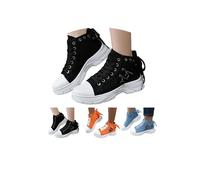 Baskets à plateforme en toile pour femme - Baskets montantes à lacets - Chaussures de tennis classiques à enfiler - Fermeture éclair latérale confortable - Jolies chaussures décontractées, a noir, 36