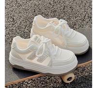 Baskets à plateforme respirante et à lacets en croix, style campus pour femmes, couleur beige, pour les activités en plein air et décontractées, avec motif découpé CN35,CN36,CN37,CN38,CN39,CN40Blocs d