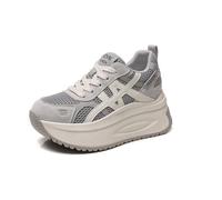 Baskets à semelles compensées pour femmes Chaussures décontractées confortables et respirantes à mailles épaisses Chaussures de mode polyvalentes et légères antidérapantes pour la marche et les