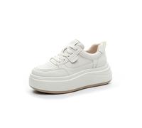 Baskets à Semelles compensées pour Femmes rehaussement de 6 cm Chaussures de Sport décontractées Confortables Chaussures de Marche à la Mode pour étudiantes Blanc 38