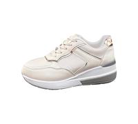 Baskets à talon compensé pour femme - En cuir - Confortables - Confortables - Légères et respirantes - Résistantes - Tendance - Pour le travail - Confortables, Blanc., 40 EU