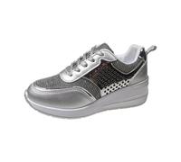 Baskets à talons hauts pour femme - Mode cachée, décontractée, confortable, respirante - Chaussures aquatiques légères, Argenté., 6 UK 3X-Narrow