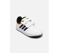 adidas Mixte Enfant Hoops Lifestyle Basketball Hook-and-Loop Shoes, Cloud White/Core Black/Bold Gold, 34 EU