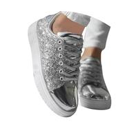 Baskets argentées pour femme, baskets à paillettes pour femme, tennis floral, dressy, scintillante, bling, mariage, chaussures de mariée, chaussures à paillettes brillantes, chaussures plates