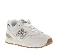 Baskets basses 574 cuir nubuck - NEW BALANCE - Grises - Blanc - Femme - Lacets 36,5