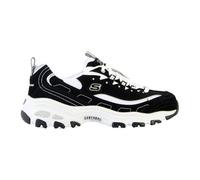 Skechers Baskets D'lites Biggest Fan Femme – Trubuck noir, mesh blanc, liseré argenté – 37 EU