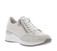 Baskets basses argentées à semelle compensée avec lacets plats et zip latéral 42