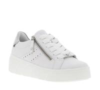 Baskets basses cuir - Femme - Blanc - Zip - Plat - Empiècement gris irisé 41