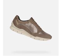 Baskets basses femme - GEOX - D SUKIE - Cuir velours et imprimé - Beige foncé 36
