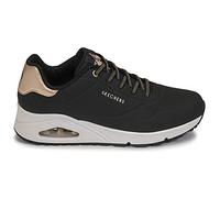 Skechers Baskets Uno Shimmer Away – Durabuck noir, Duraleather or rose, Femme Taille 40