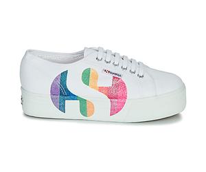 Baskets basses femmes Superga 2790-COTWPRINTEDLOGOGLITTER Blanc 36