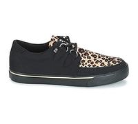 T.U.K. Vegan Creeper Sneaker - Chaussures pour Hommes et Femmes - Couleur Black Canvas and Leopard Print - Chaussures à Lacets en Cuir et Daim de Style Puck, Goth et Rocker - Taille 39