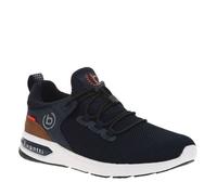 Baskets basses marine à semelle semi-compensée et lacets ronds noirs élastiqués 42