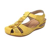 Baskets basses pour femme - Légères et confortables - En mousse à mémoire de forme - Slip On Air - Chaussures de course - Chaussures basses - Respirantes - Chaussures pieds nus - Confortables, jaune,