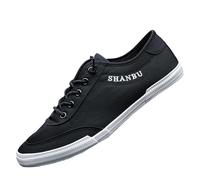 Baskets basses pour homme - Chaussures décontractées en toile antidérapantes - Couleur unie - Chaussures de loisirs légères à fond plat - Respirantes et confortables - Chaussures de marche