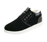 Baskets basses pour homme - Chaussures plates à lacets - Doublure chaude - Chaussures de sport de plein air - Bottes de travail - Bottes de motard - Bottes d'hiver doublées de fourrure - Baskets