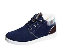 Baskets basses pour homme - Chaussures plates à lacets - Doublure chaude - Chaussures de sport de plein air - Bottes de travail - Bottes de motard - Bottes d'hiver doublées de fourrure - Baskets