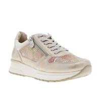 Baskets basses - RIEKER - Femme - Beige et dorées - Lacets et imprimé abstrait 36