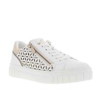 Baskets basses tennis blanches avec détail pailleté lacets plats et zip latéral 37