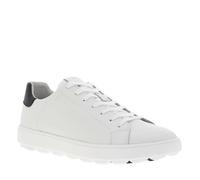 Baskets basses tennis en cuir blanches et marine avec des lacets plats 44
