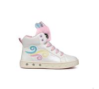 Geox Fille J Skylin Girl Shopping-Feed;niña;Zapatillas-altas-niña, White Multicolor, 25 EU
