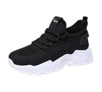 Baskets blanches confortables en maille pour femme - Chaussures de course décontractées respirantes à semelle souple - Coupe large avec eau athlétique - Taille 37, Noir , 7 UK 3X-Narrow