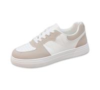 Baskets blanches pour femme - Chaussures basses en lin - Chaussures basses rétro et chaussures de sport pour fille - 36 - En cuir blanc et gris - Imperméables - Plateforme 42 - Noires