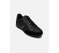 BOSS Baskets Saturn Lowp Homme – mélange de matières, similicuir et cuir suédé – Noir/Gris 44