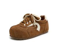 Baskets Café Femme Daim Sneakers Retro Moka Chaussures | Microfibre, doublure tissu, semelle intérieure PU, semelle caoutchouc, 3 cm