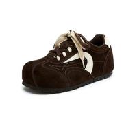 Baskets Café Femme Daim Sneakers Retro Moka Chaussures | Microfibre, doublure tissu, semelle intérieure PU, semelle caoutchouc, 3 cm