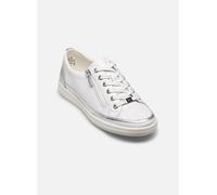 Caprice Baskets Basses Femme en Cuir avec Fermeture éclair, Blanc (White/Silver), 42 EU