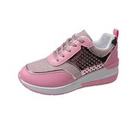 Baskets Compensées À Talons Hauts Pour Femmes, Chaussures De Marche Décontractées, Confortables Et Respirantes Bottes Femme Hiver (Hot Pink, 39) Sneakers Running Chàussure Basket Souple Securite