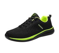 Baskets compensées noires à enfiler pour femme - En maille respirante - Antidérapantes - Chaussures de course à pied - Coupe basse - Semelle souple - Chaussures décontractées de style sportif, Vert