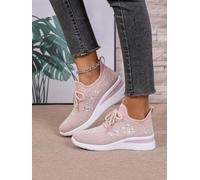 Baskets compensées pour femme Printemps et été - Confortables et décontractées - Avec strass étincelants - Chaussures à plateforme à talon caché - Chaussures de tennis de marche