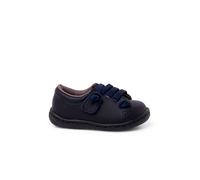 Baskets cuir lavable lacets élastiques bleu marine 20