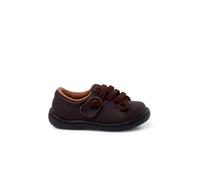 Baskets cuir lavable lacets élastiques marron 21