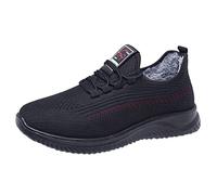 Baskets de course légères et respirantes en maille avec fermeture à lacets, semelle rembourrée, dessus en tricot doux avec semelle extérieure antidérapante, design flexible et durable, Rouge, 42 EU
