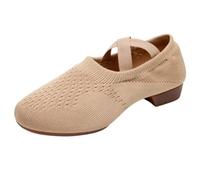 Baskets de danse pour femme avec semelle souple et talon, adaptées pour la formation des enseignants, le ballet, le yoga, l'aérobic et la danse en plein air, chaussures d'été légères pour femme, café