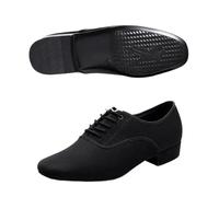 Baskets de Jazz Modernes for Hommes, Chaussures Professionnelles Noires Oxford supérieures Salsa Latine, Grande Taille, Talons Bas, Danse Salon Tango(PU Sole 2.5,46)
