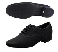 Baskets de Jazz Modernes for Hommes, Chaussures Professionnelles Noires Oxford supérieures Salsa Latine, Grande Taille, Talons Bas, Danse Salon Tango(Outdoor Rubber Sole,42)