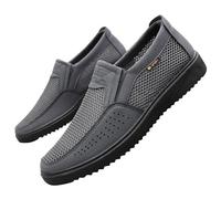 Baskets de marche légères pour homme - Tendance - Printemps et été - Soutien de la voûte plantaire - Chaussures de sport à fond plat - Maille légère - Respirante et confortable - Couleur unie, gris