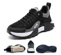 Baskets de marche orthopédiques confortables pour homme, chaussures de tennis de marche imperméables à air AIP, chaussures larges et confortables pour la course (44, Noir, Homme, Système de taille de