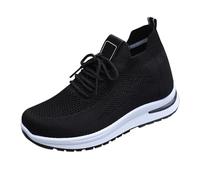 Baskets de marche pour femme à lacets en maille respirante et confortable - Chaussures de sport antidérapantes avec fond épais - Chaussures de course décontractées et légères - Chaussures