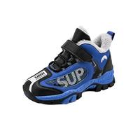 Baskets de randonnée, de course à pied, de marche pour garçons - Imperméables - Doublées en polaire - Chaudes - Pour l'automne et l'hiver - Chaussures de sport de plein air, bleu, 36 EU
