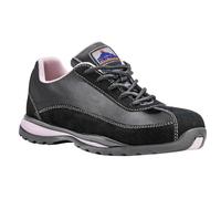 Portwest Trainer Femme S1P HRO, Couleur: Noir/Rose, Taille: 41, FW39BPR41