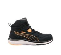 PUMA Safety Stepper MID S3S - Chaussures de sécurité pour femme S3 - Chaussures de travail antidérapantes avec embout en acier, Noir/orange, 40 EU