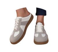 Baskets de tennis, skateboard, classiques, lacets, semelle en caoutchouc plate, cuir, été, mariage, marche, décontracté, respirantes, jogging, gymnastique, loisirs, skate, beige, 39 EU