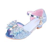 Baskets d'école pour filles - Chaussures pour enfants avec strass brillants - Chaussures de princesse avec nœud et talons hauts - Chaussures de princesse pour tout-petits filles, bleu, 30 EU