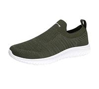 Baskets décontractées à enfiler pour homme - Respirantes - Légères - En maille douce et confortable - Soutien de la voûte plantaire - Chaussures orthopédiques en mousse à mémoire de forme, vert