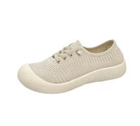 Baskets décontractées à lacets en maille respirante - Chaussures de marche légères en toile avec embout en caoutchouc antidérapant, beige, 40 EU